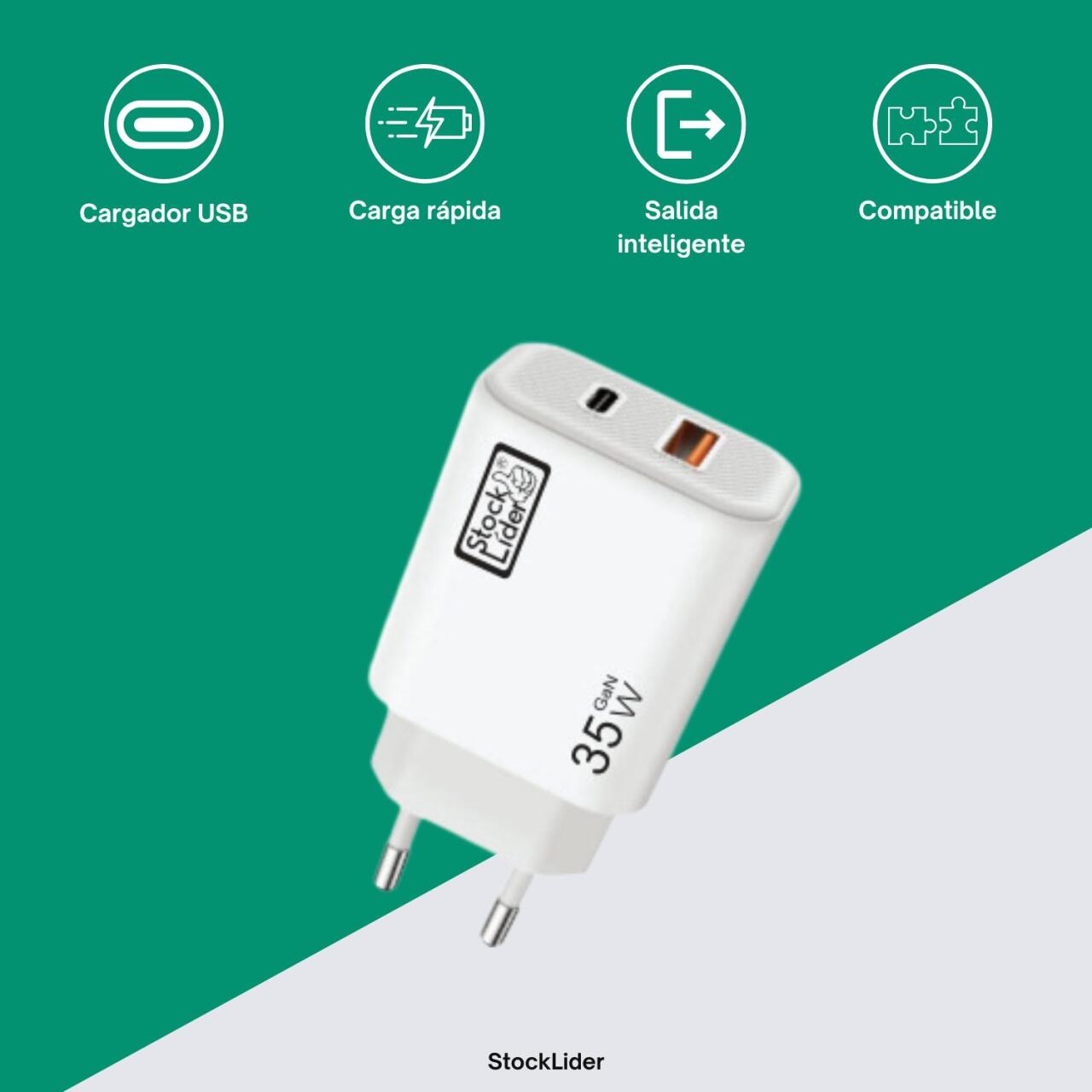 Cargador USB + Tipo C 2