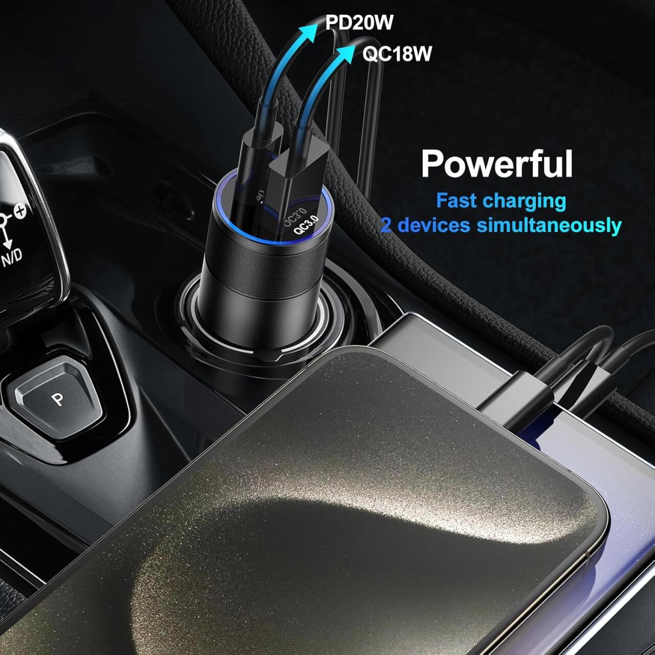 Cargador de Coche Dual USB y USB-C - Carga Rápida y Compacta 3