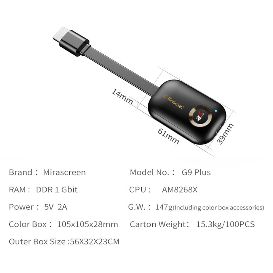 Mirascreen G9 Plus - Dongle Inalámbrico 4K con WiFi para TV 2