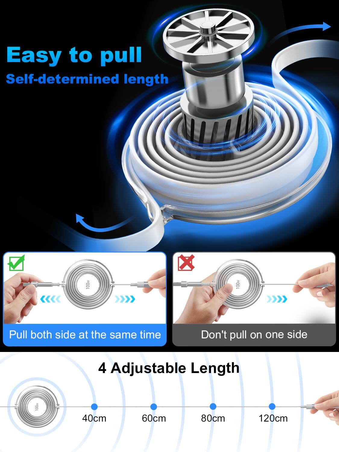 Multi Charging Cable 3 en 1 Retráctil – 100W Carga Rápida USB-C 2