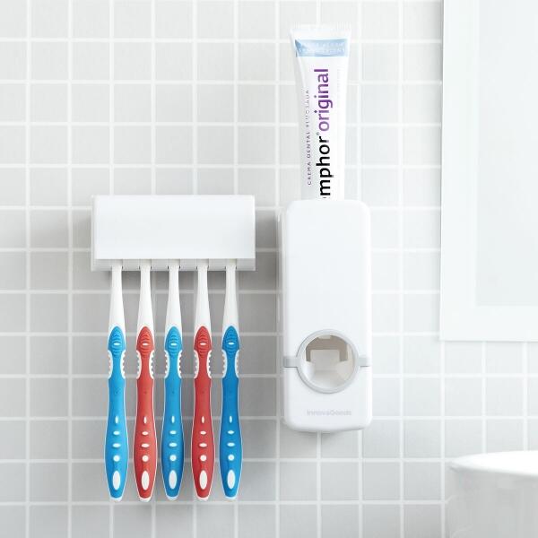 DISPENSADOR DE PASTA DENTAL CON SOPORTE PARA CEPILLOS 2