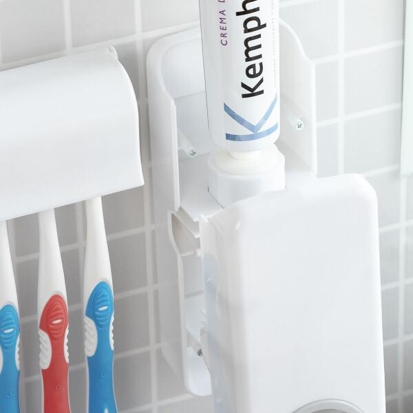 DISPENSADOR DE PASTA DENTAL CON SOPORTE PARA CEPILLOS 6