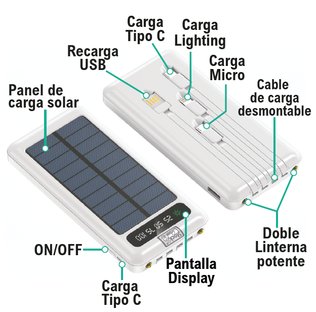 Powerbank con carga solar 3