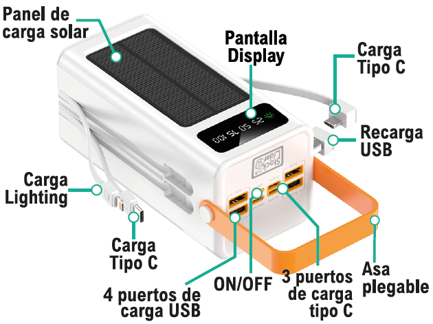 Powerbank con carga solar 5