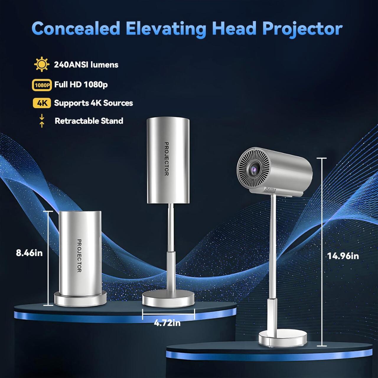 Proyector Inteligente Inalámbrico WiFi + Bluetooth con Cabezal Ajustable 90° 📽️✨ 2