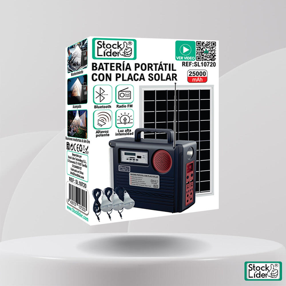 Batería portátil con placa solar
