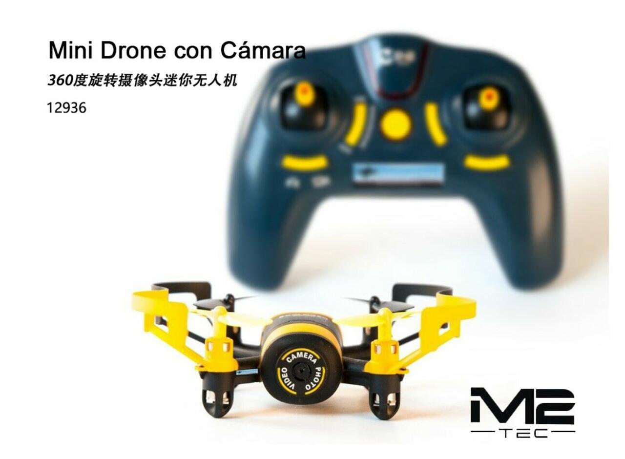 Mini Dron con Cámara volando, mostrando grabación aérea