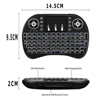 Mini teclado inalámbrico con ratón Touchpad retroiluminación LED 2