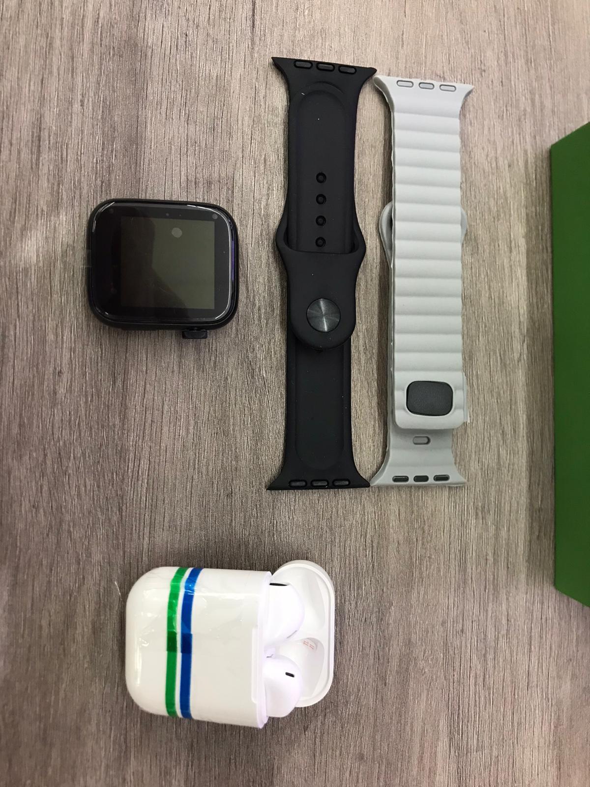 Smartwatch negro+ Airpods (reloj inteligente) 2