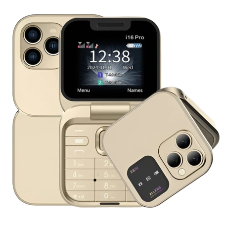 Móvil i16 Pro - Teléfono Plegable Multilingüe con Pantalla Doble, Linterna LED, Cámara HD y Batería de Larga Duración 10