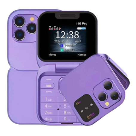Móvil i16 Pro - Teléfono Plegable Multilingüe con Pantalla Doble, Linterna LED, Cámara HD y Batería de Larga Duración 11